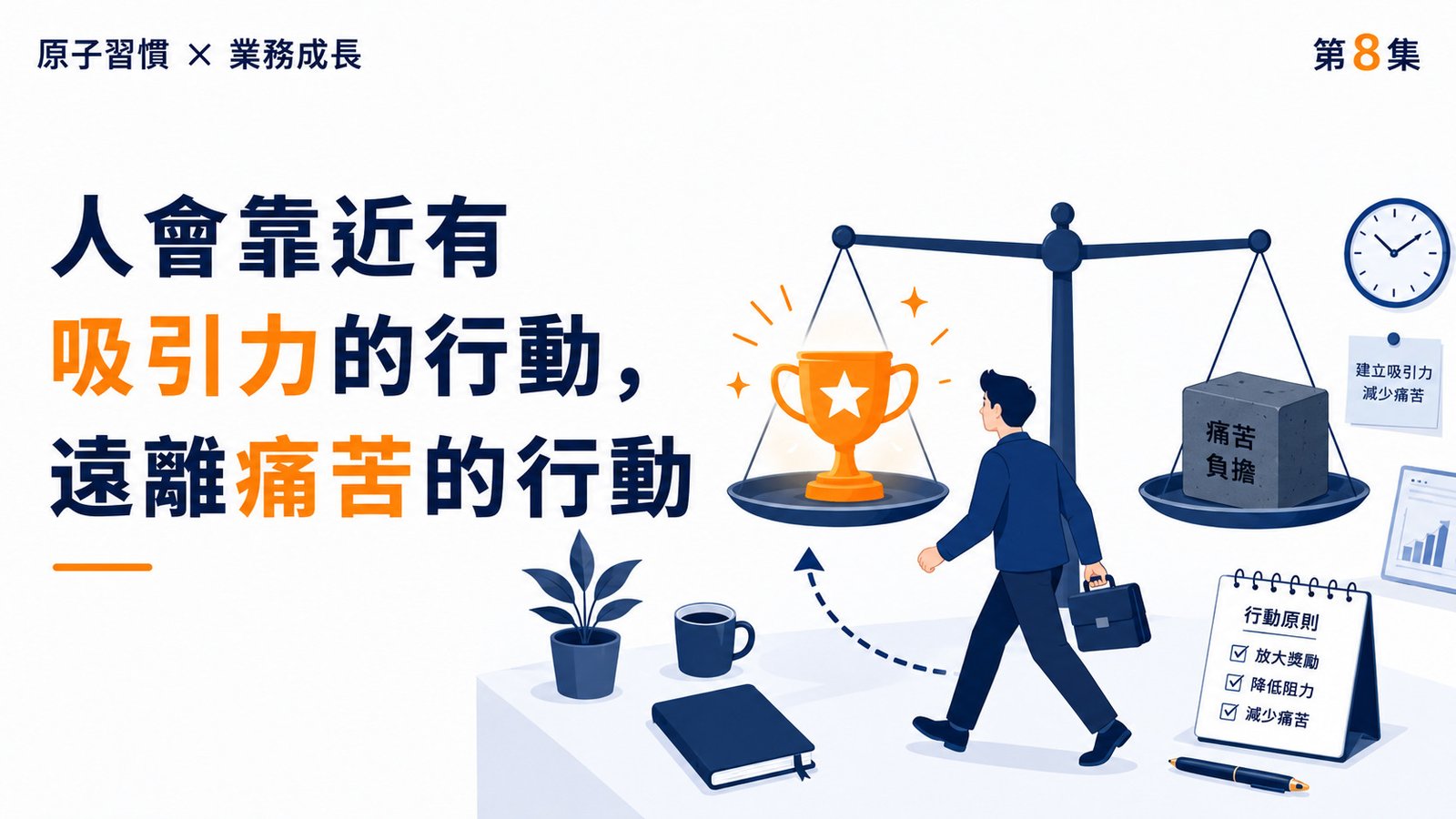 《原子習慣》第8集｜人會靠近有吸引力的行動，遠離痛苦的行動